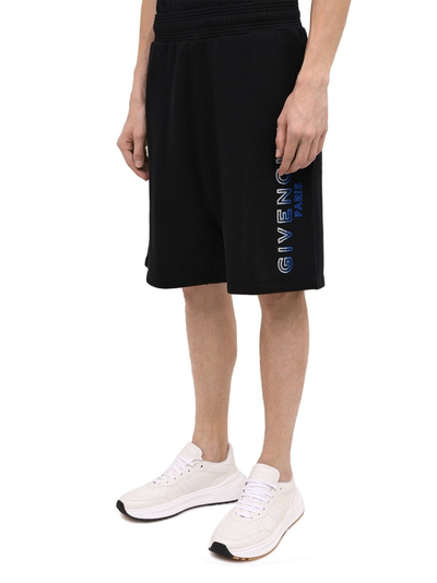 Givenchy Paris Gradient Logo Embroidered Sweat Shorts in Black