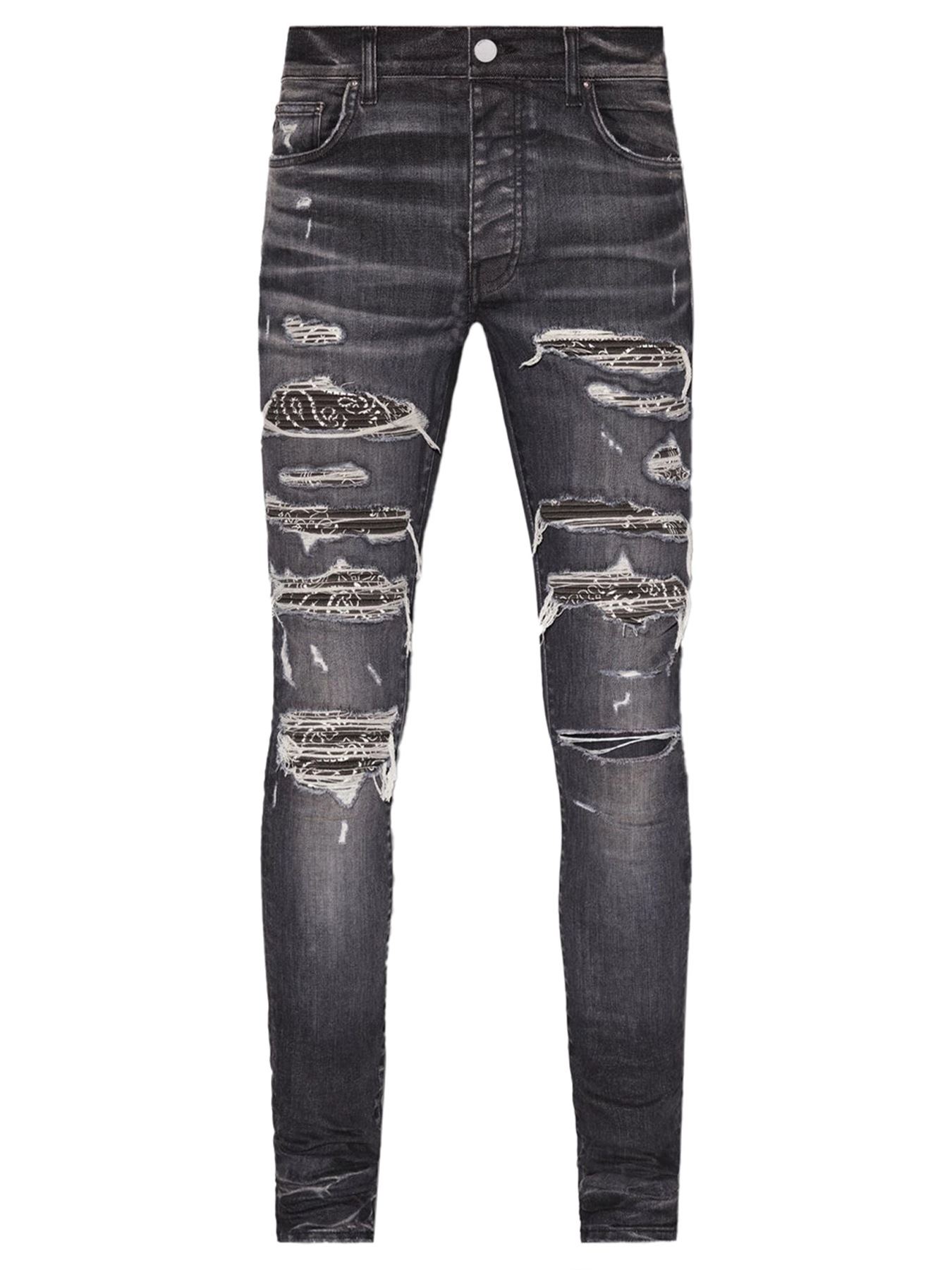 Amiri Bandana Thrasher Ripped Jeans in Grey