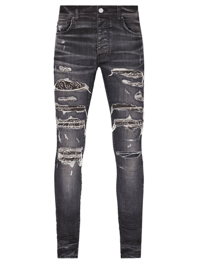 Amiri Bandana Thrasher Ripped Jeans in Grey