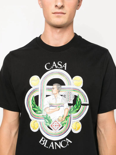 Casablanca Le Joueur Print T-Shirt in Black