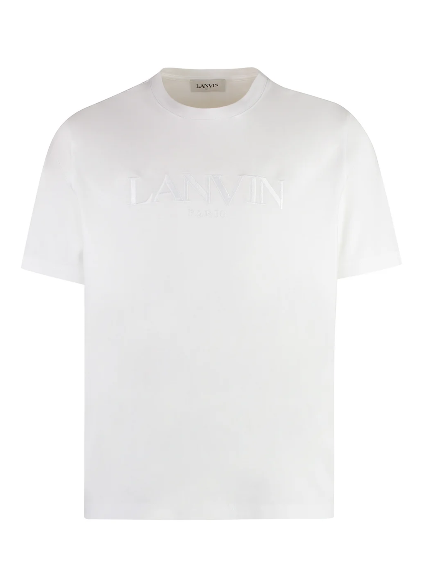 Weißes T-Shirt mit aufgesticktem Lanvin-Logo