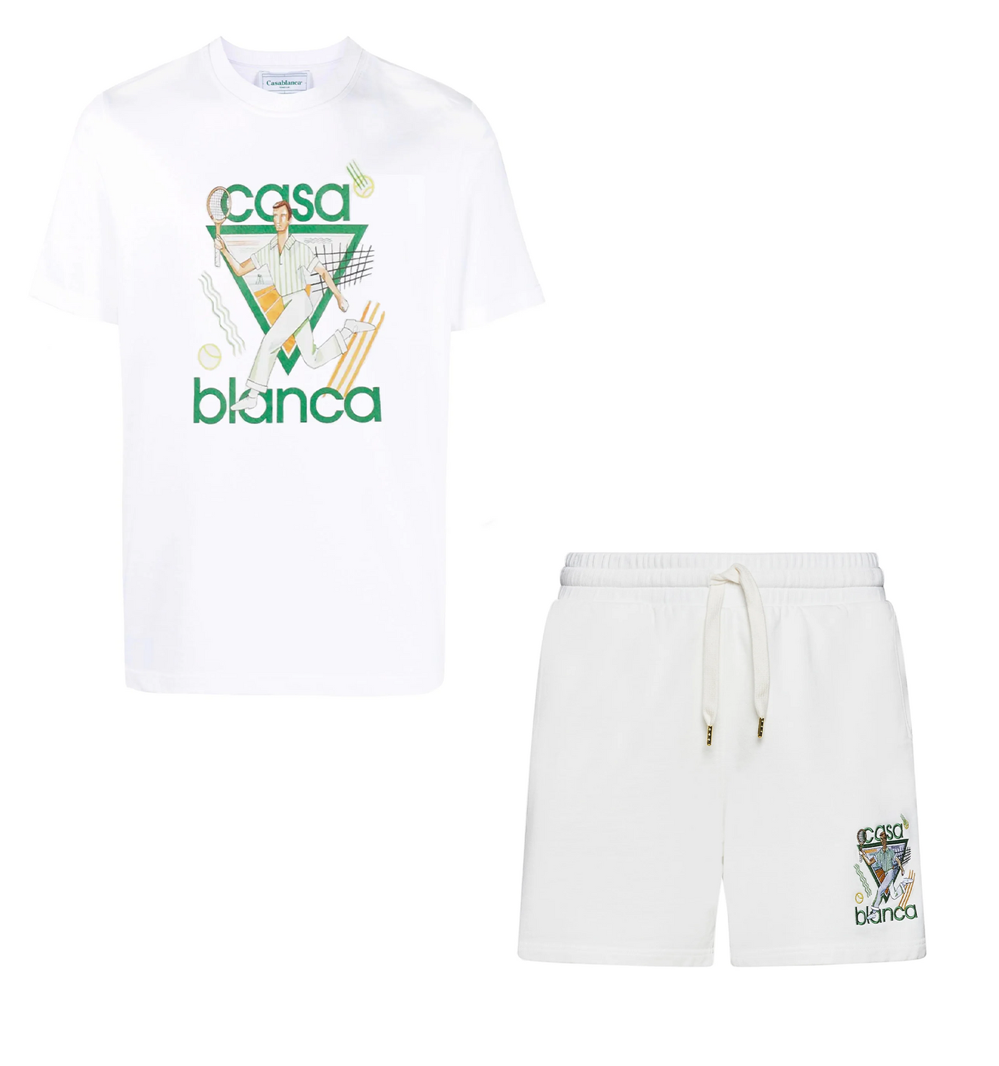 Casablanca Le Jeu Printed T-Shirt & Embroidered Sweat Shorts in White