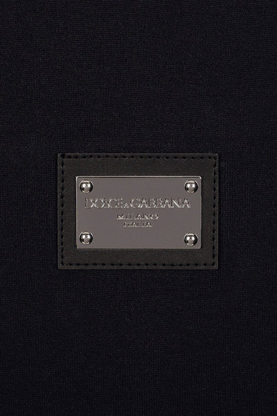 Dolce & Gabbana Silver Plaque T-Shirt in Navy Blue