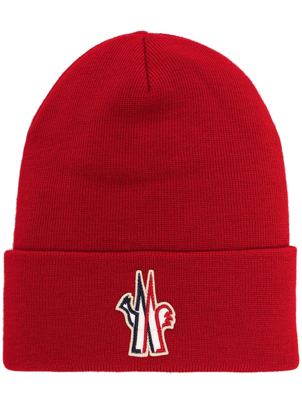 Moncler Grenoble Logo Patch Beanie in Red