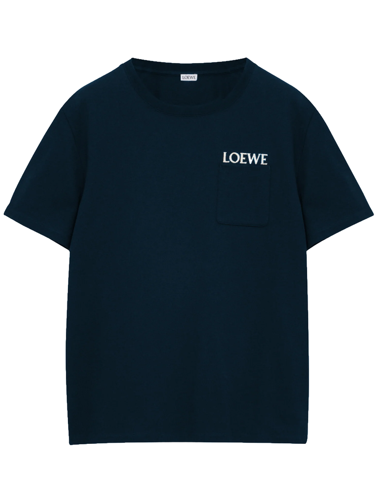 Loewe Pocket Embroidered Logo T-shirt in Navy – TheDesignerBox