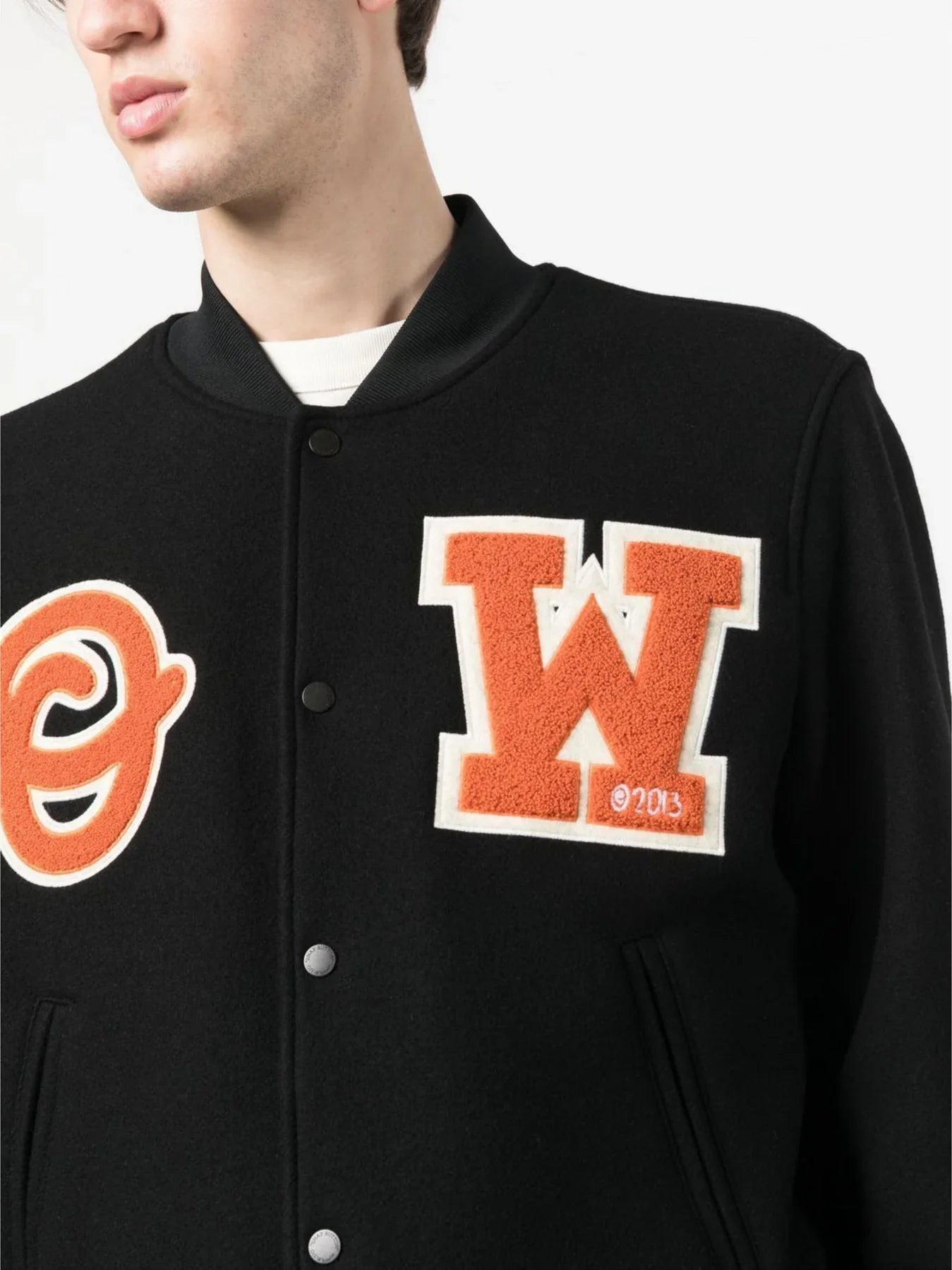 Off-White OW Patch Logo Black Varsity Jacket