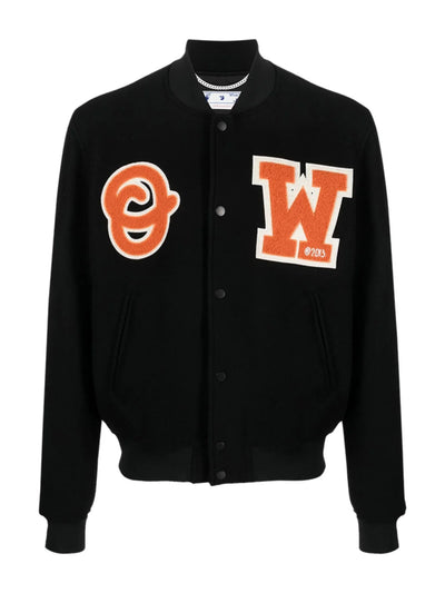 Off-White OW Patch Logo Black Varsity Jacket