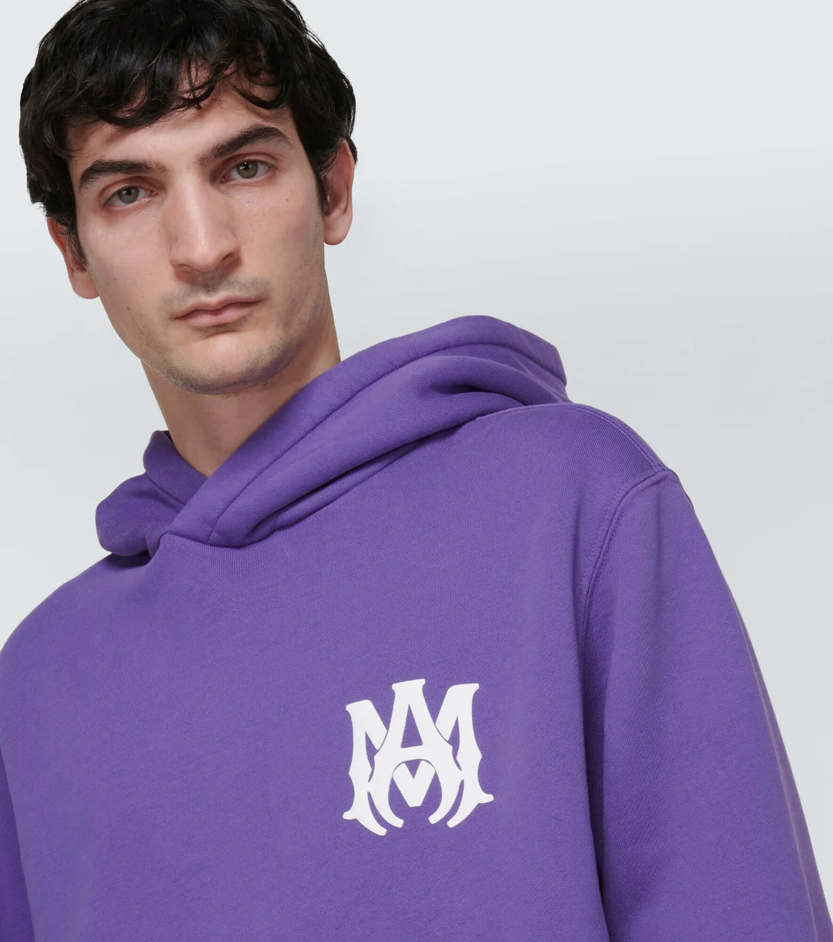 Amiri MA Logo Printed Cotton Hoodie in Purple