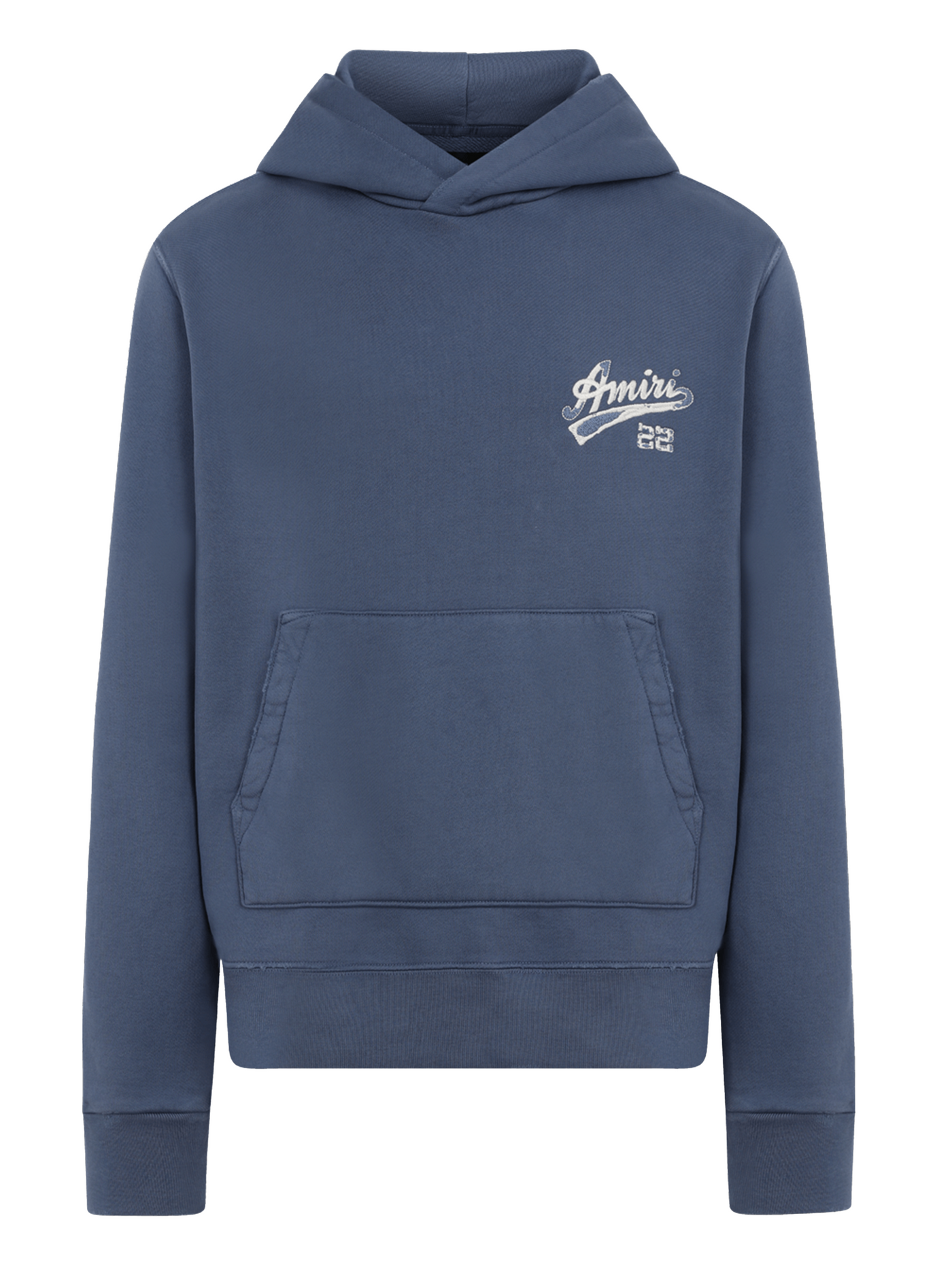 Amiri 22 Logo Embroidered Hoodie in Bluefin