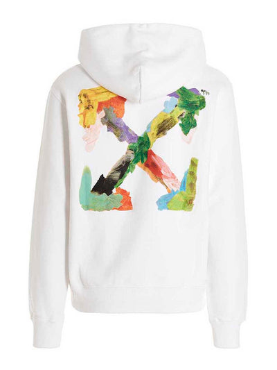 Off-White Painted Brush Arrow Logo Printed Hoodie in White