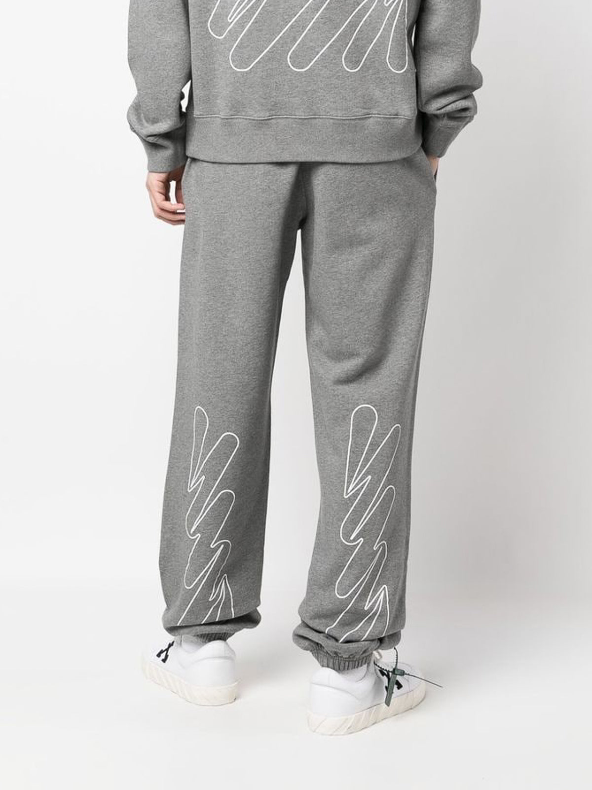 Off-White Wave Outline Diagonal Printed Joggers in Grey
