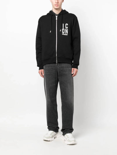 Dsquared2 Icon Logo-print Zipped Hoodie Black