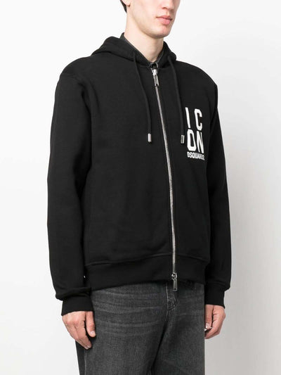 Dsquared2 Icon Logo-print Zipped Hoodie Black