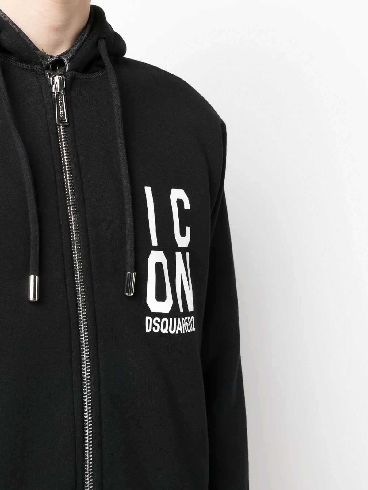 Dsquared2 Icon Logo-print Zipped Hoodie Black