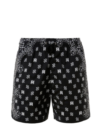 Amiri Bandana Swim Shorts in Black