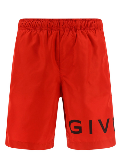 Givenchy – Rote Badeshorts mit Logo-Print