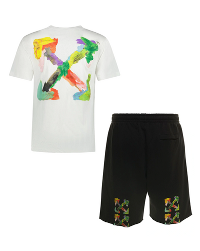 Off-White Brush Arrows T-Shirt & Shorts Set in White and Black