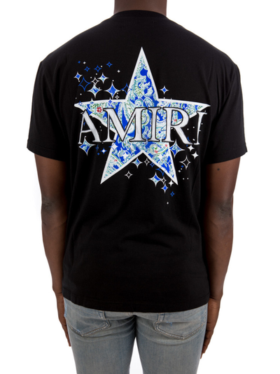 Amiri Paisley Star Printed T-Shirt in Black