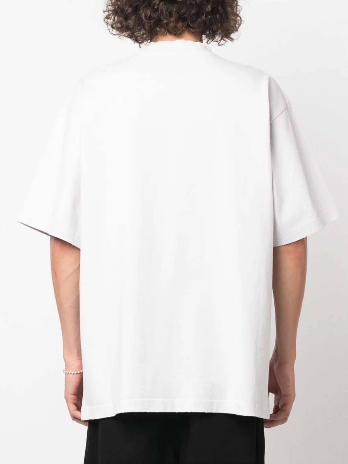 Balenciaga – T-Shirt mit umgekehrtem Logo-Print in Weiß