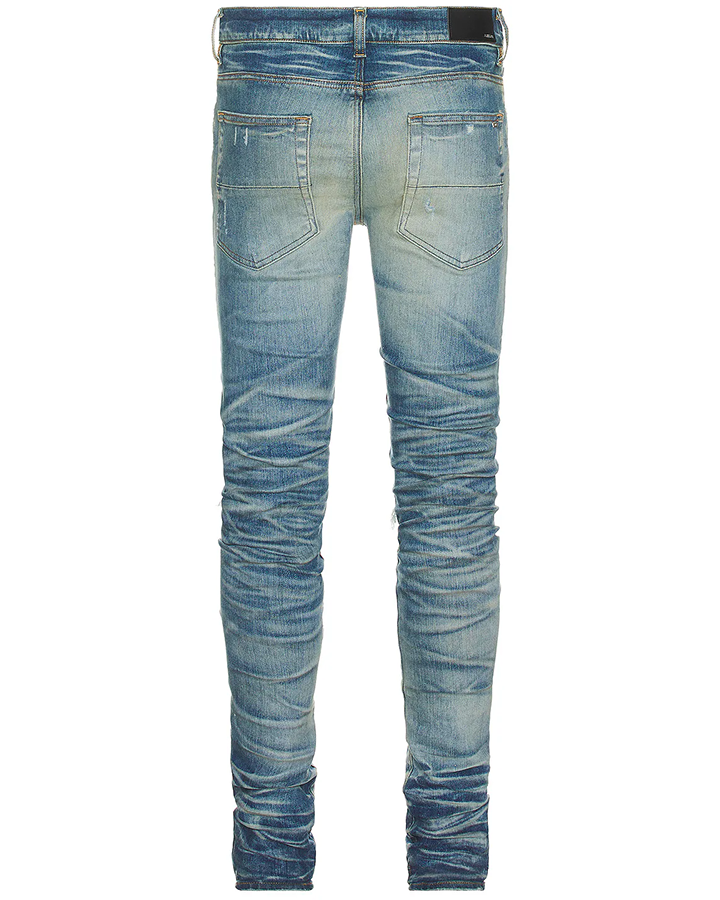 Amiri MX1 Bleached Paisley Skinny Jeans in Blue