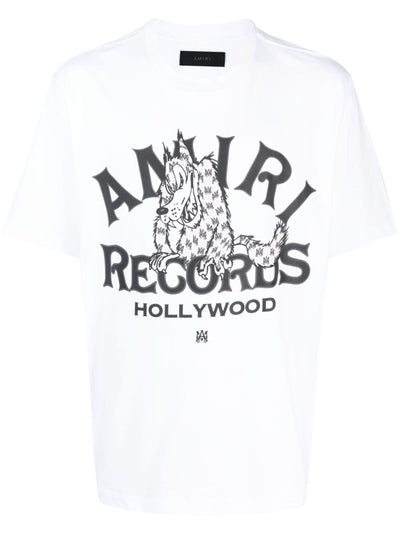 Amiri Records – Weißes T-Shirt mit Wolfsaufdruck