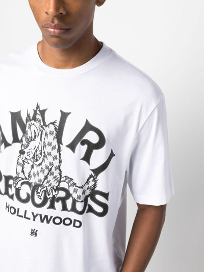 Amiri Records – Weißes T-Shirt mit Wolfsaufdruck