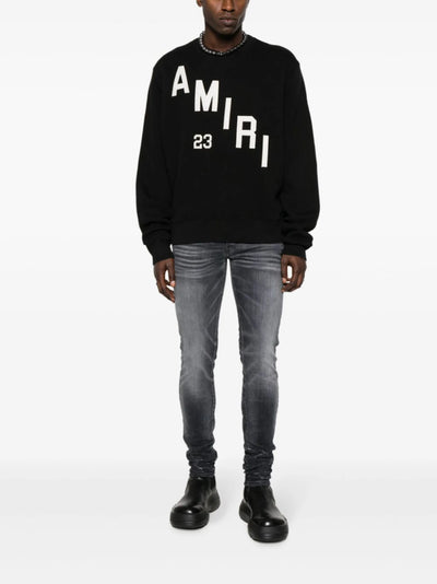 Amiri Hockey Embroidered Crew Sweatshirt in Black