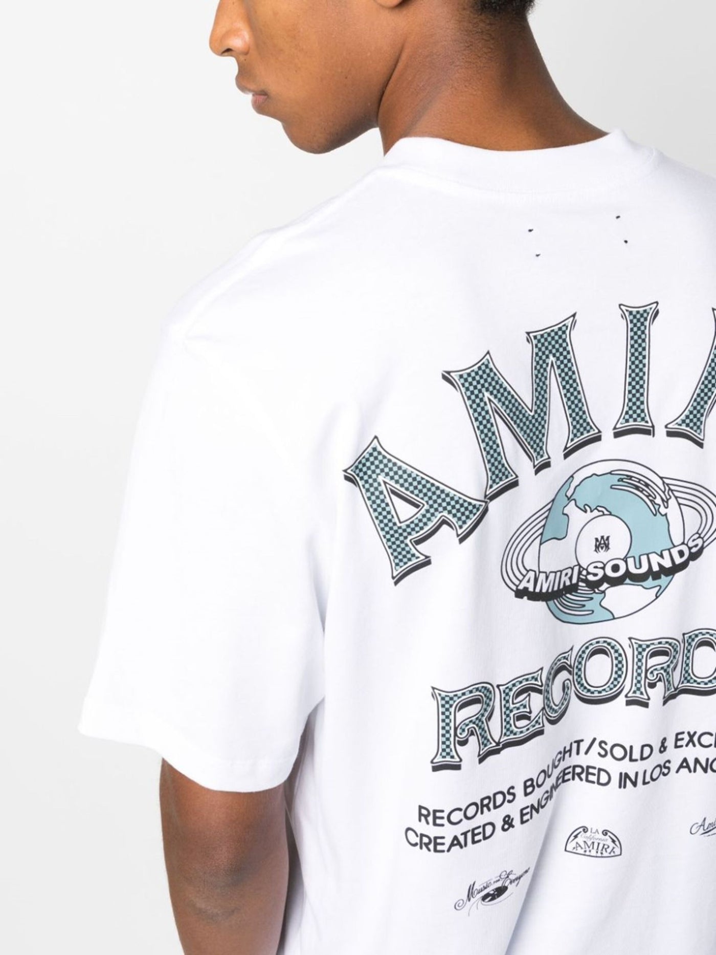 Amiri „Global Records“-T-Shirt mit Logo-Aufdruck in Weiß