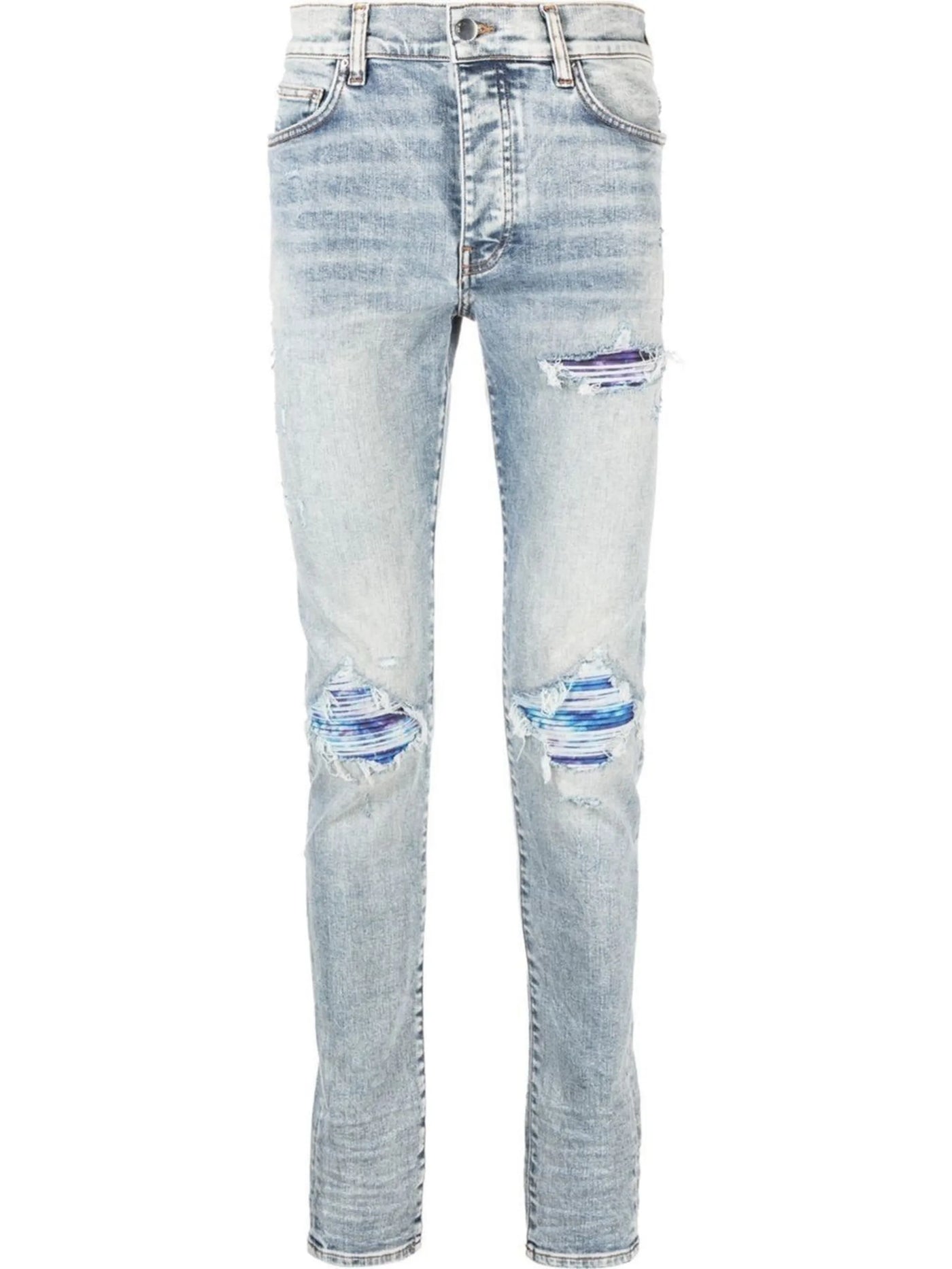 Amiri Stone Indigo MX1 Tye Dye Patches Blue Jeans