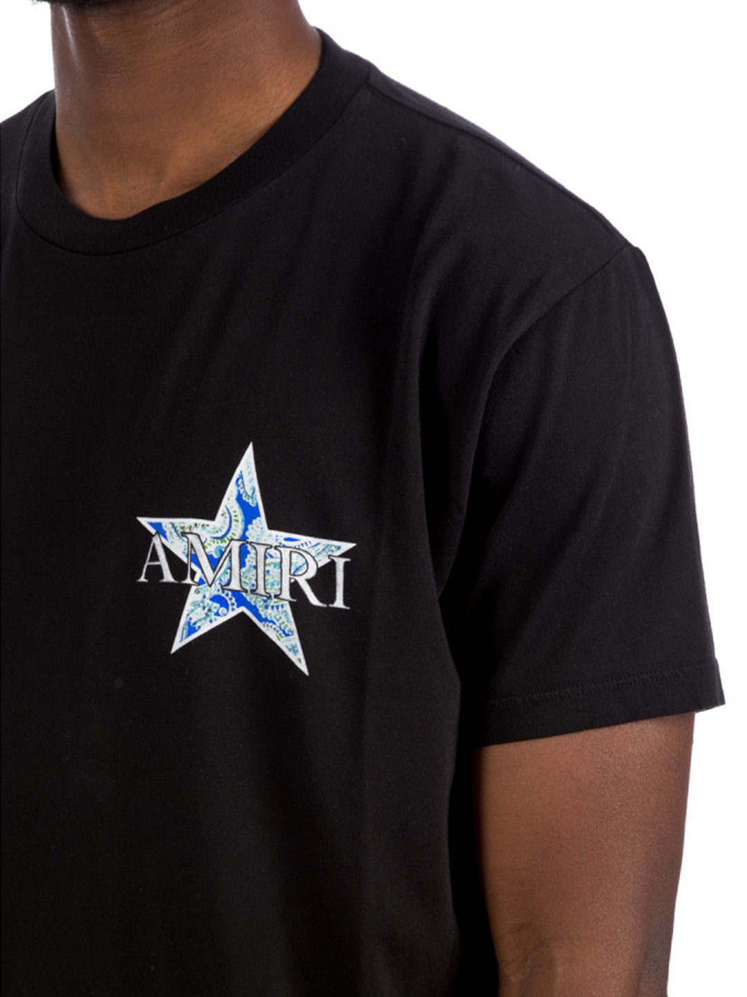 Amiri Paisley Blue Star Printed T-Shirt in Black Amiri Paisley Blue Star Printed T-Shirt in Black