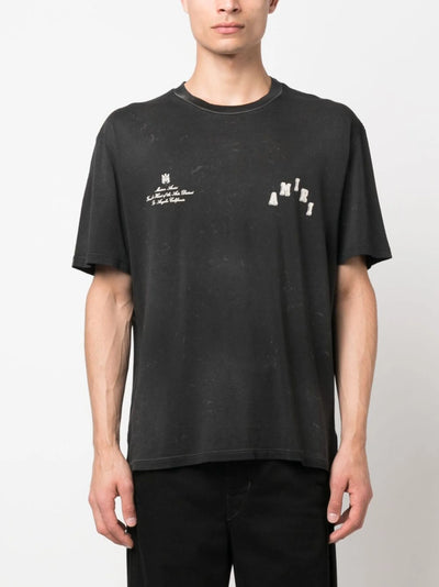 Amiri Vintage Collegiate Staggered Logo T-Shirt in Black