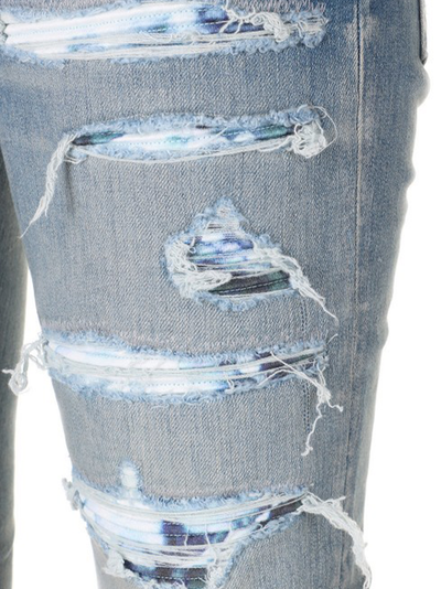 Amiri Tie Dye Bandana Thrasher Skinny Jean in Blue