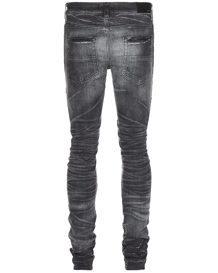 Amiri MX1 Leather Skinny Jeans in Storm Grey – TheDesignerBox