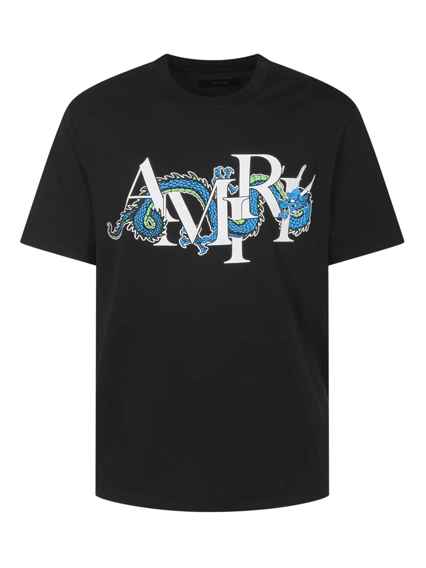 Amiri Lunar New Year Blue Dragon Printed T-Shirt in Black