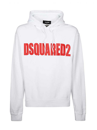 Dsquared2 Red Large Logo Printed White Hoodie