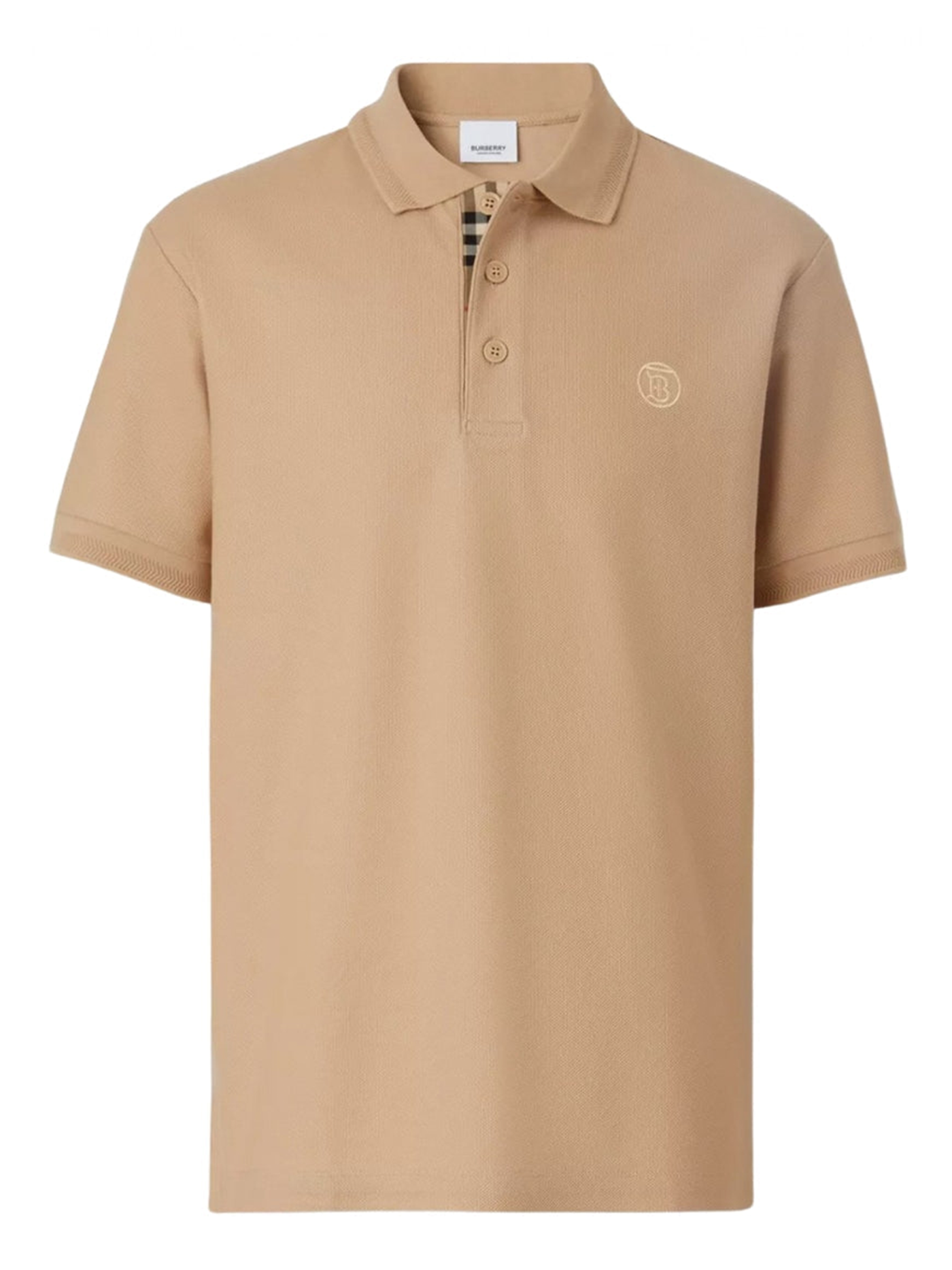 Beiges Poloshirt mit Eddie Circle-Logo der Marke Burberry