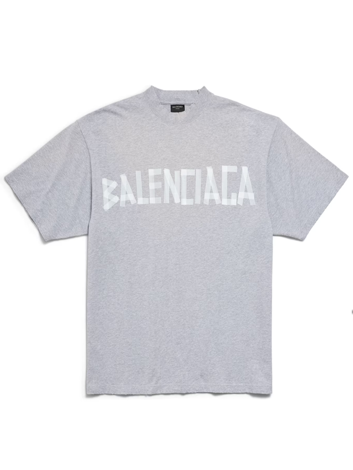 Balenciaga Taped Logo T-Shirt in Grey