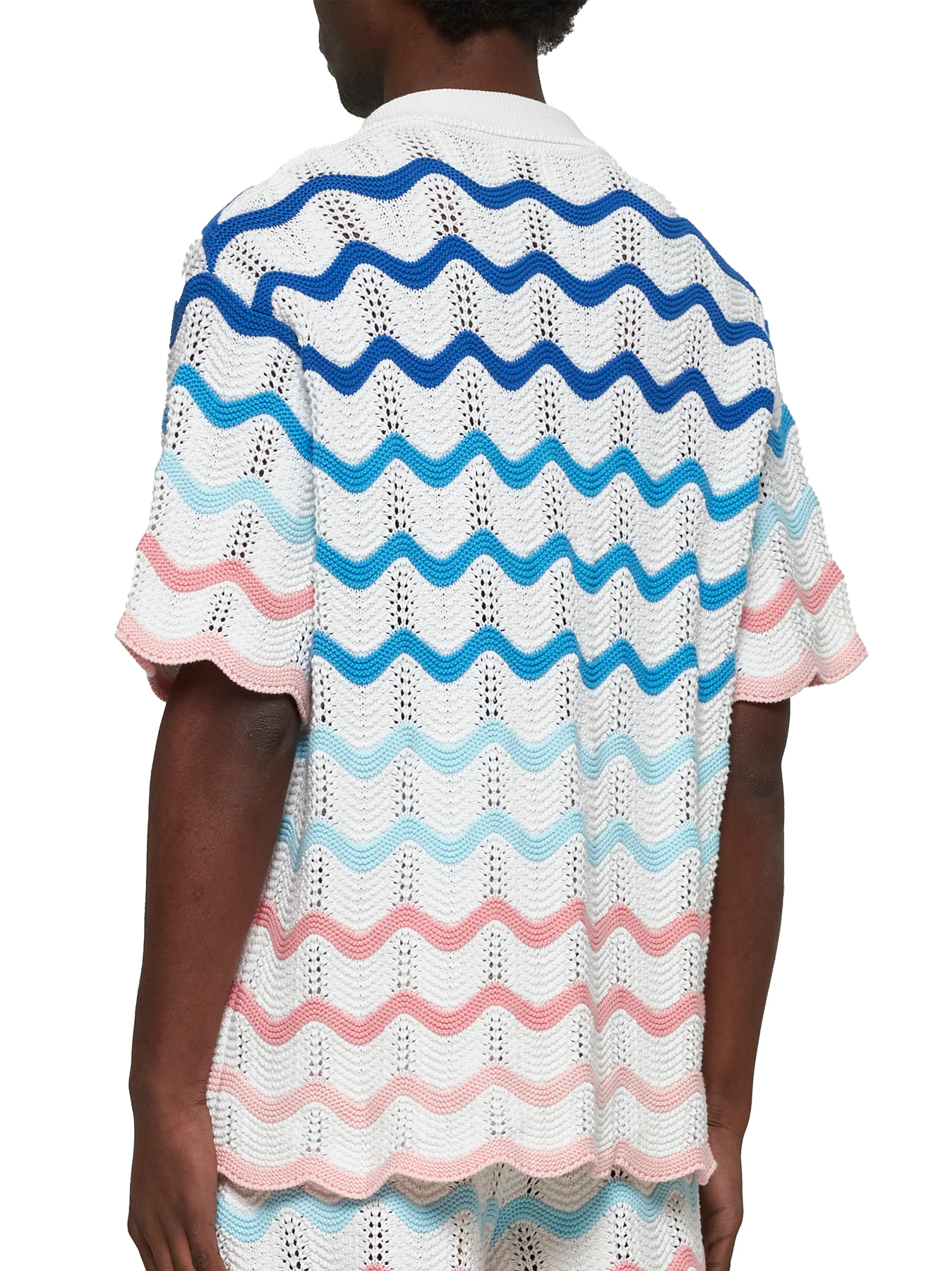 Casablanca Gradient Wave Crochet Textured Shirt in White