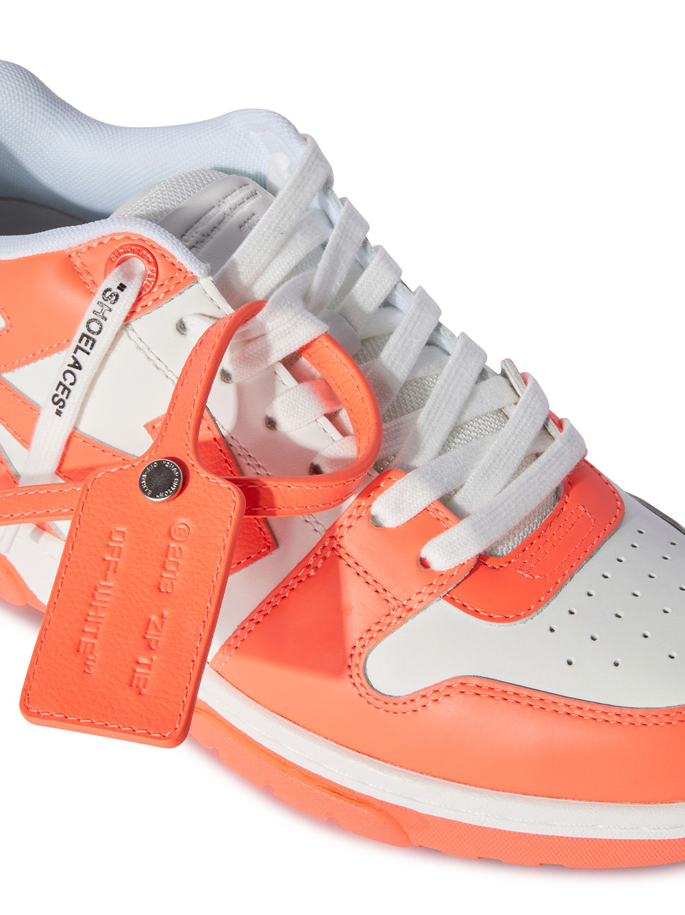 Off-White – Out of Office – Leder-Sneaker in Neonorange 