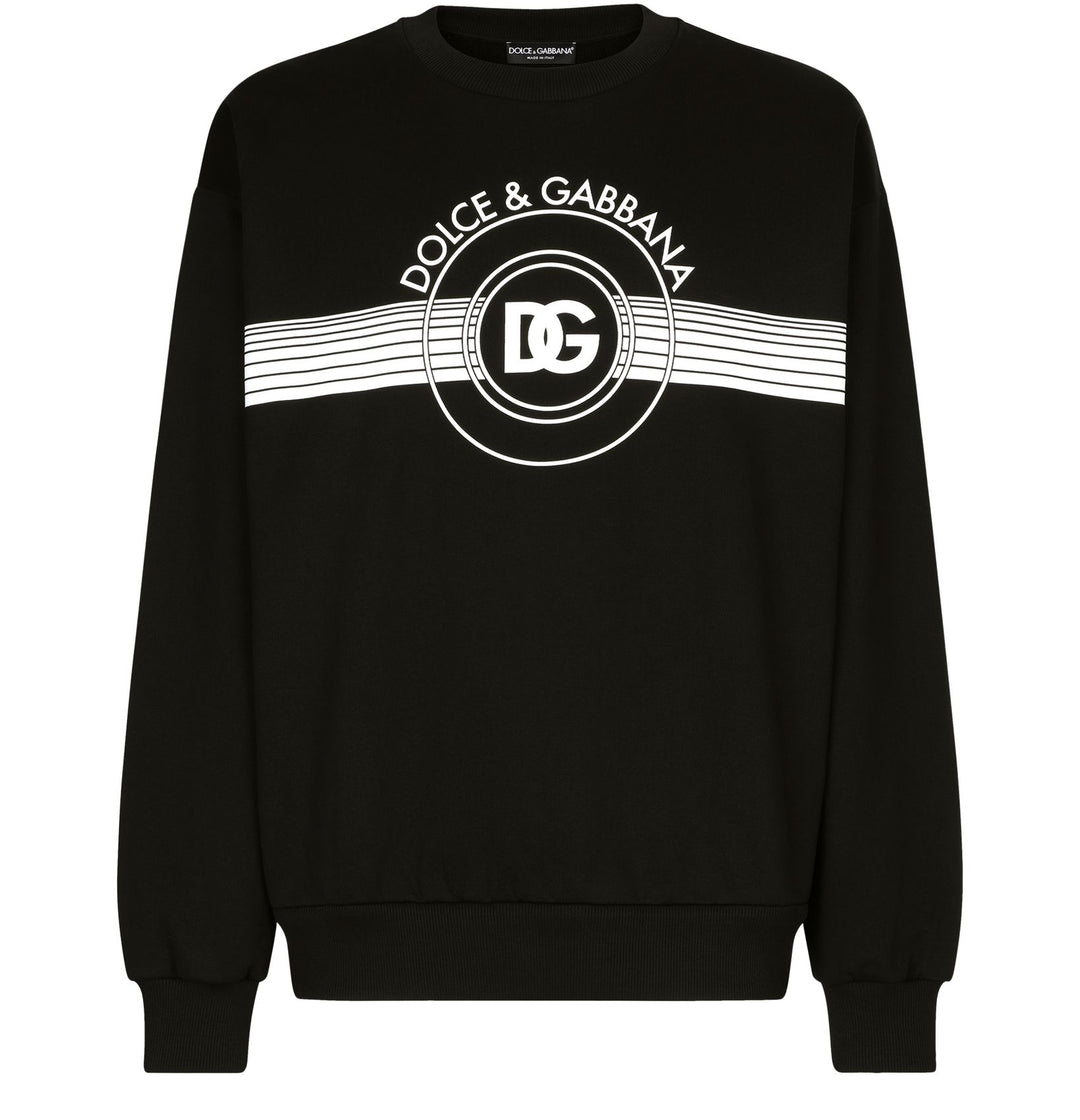 トップス 90s dolce&gabbana 76 circle logo knit Dolce & Gabbana Jersey DG Logo Print Black Sweatshirt – TheDesignerBox