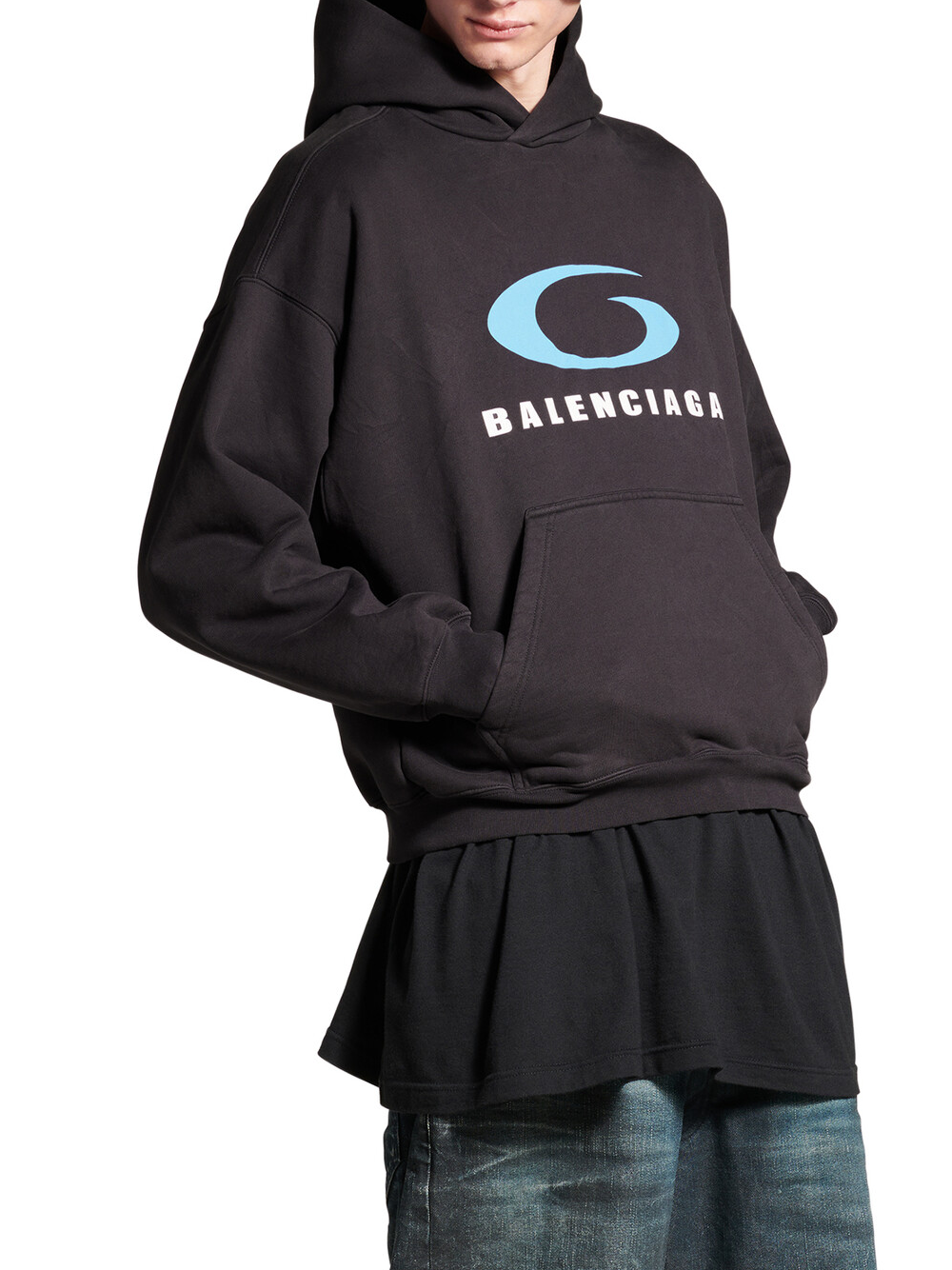 Balenciaga Loop Sports Icon Hoodie in Washed Black