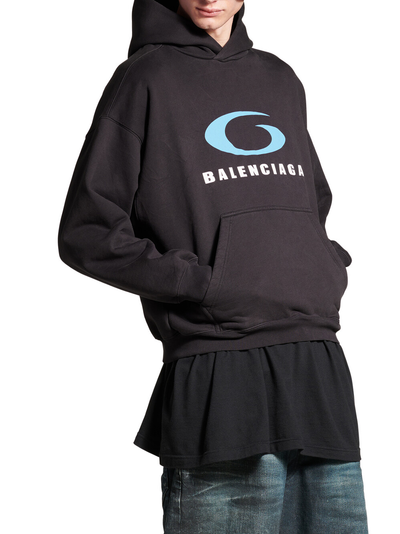 Balenciaga Loop Sports Icon Hoodie in Washed Black
