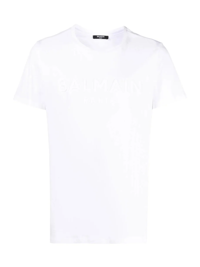 Balmain Paris Embossed Logo White T-Shirt