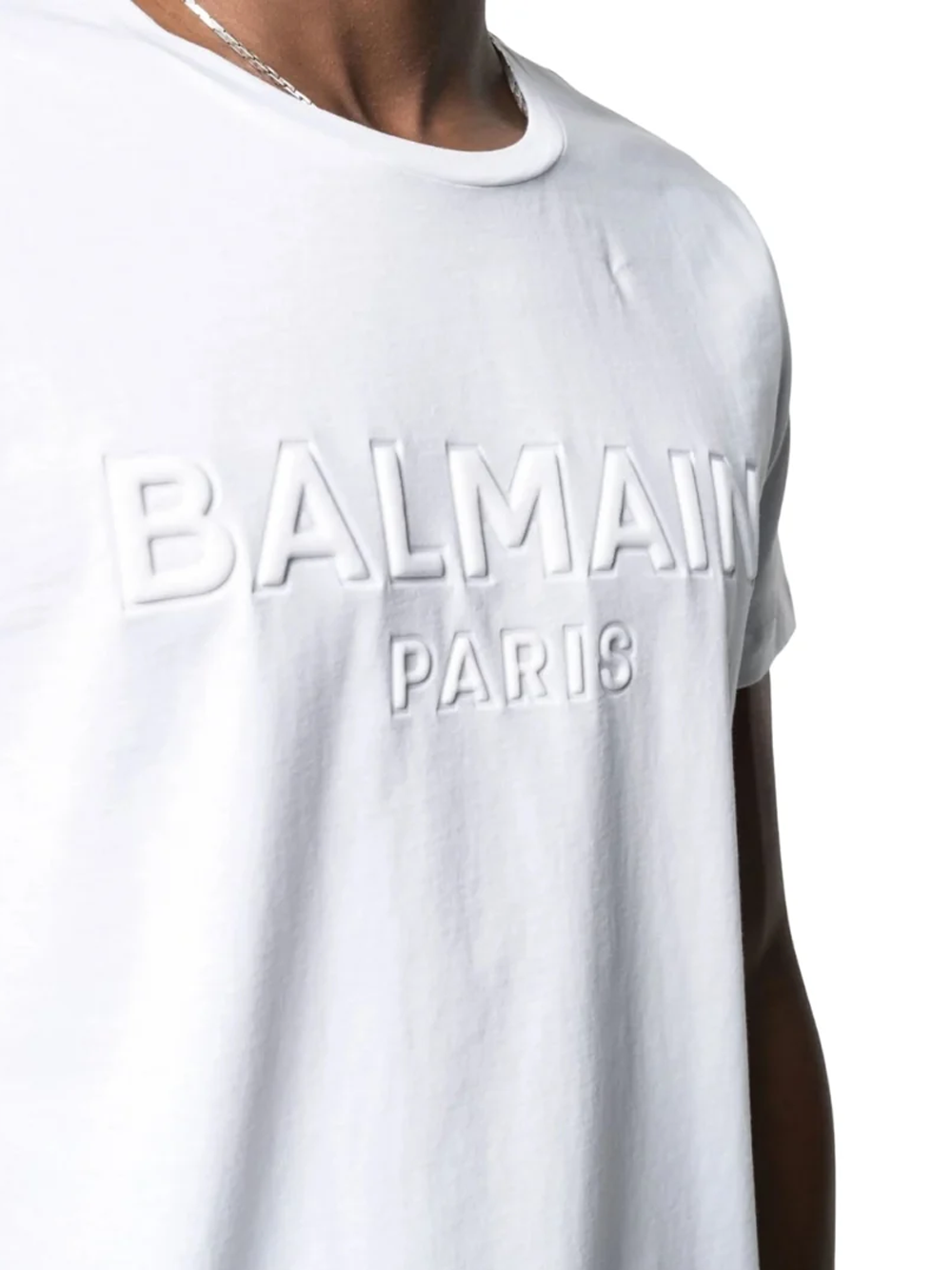 Balmain Paris Embossed Logo White T-Shirt – TheDesignerBox
