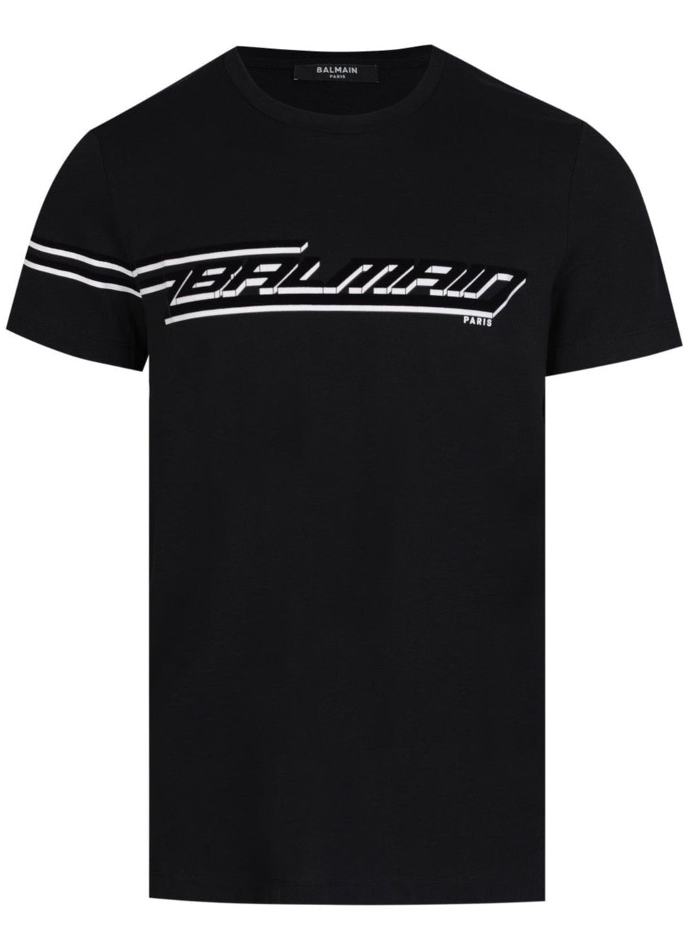 Balmain 3D Flocked Logo T-Shirt in Black