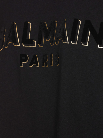 Balmain Crewneck Oversized T-shirt with Velvet Logo Black