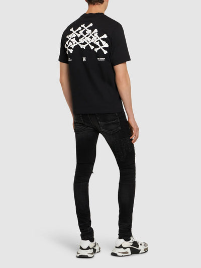 Amiri Hollywood Bones Stacked Logo T-Shirt in Black