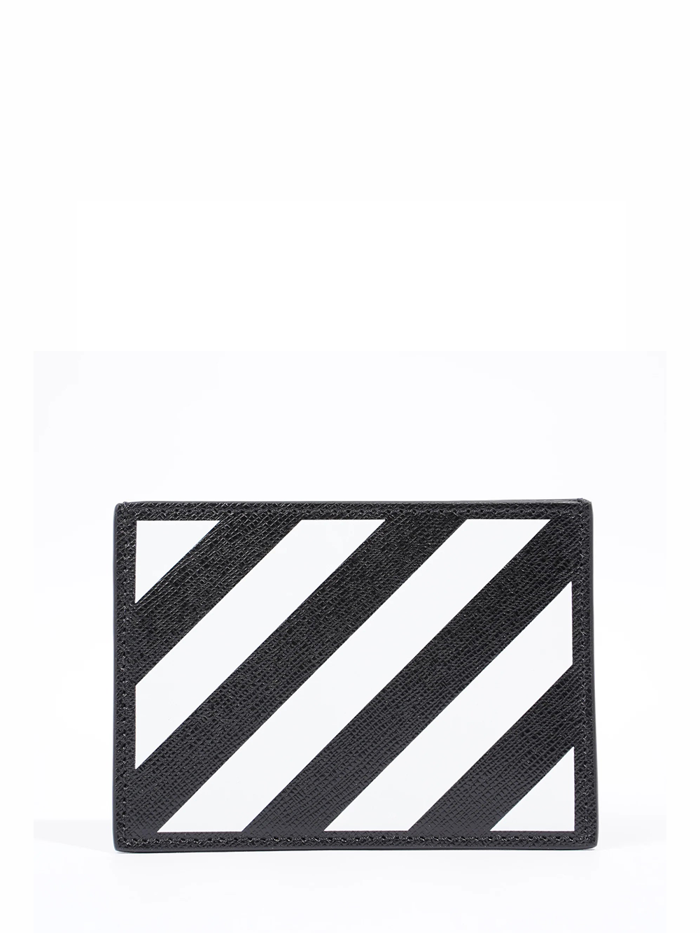 Off-White Diagonal Stripe Printed Card Holder in Black