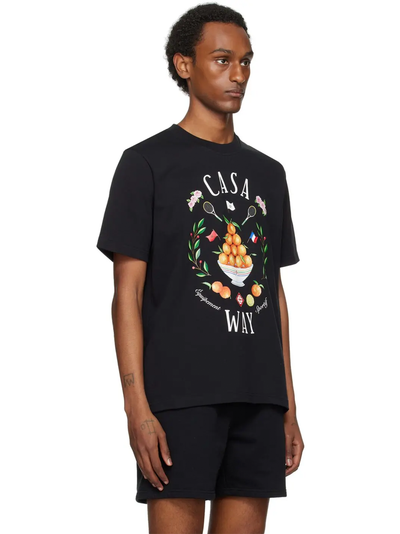 Casablanca Casa Way Bowl of Oranges Printed T-Shirt in Black