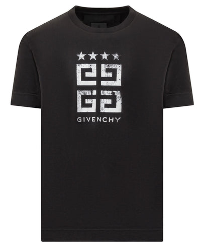 Givenchy 4G Stars White logo printed T-Shirt in Black